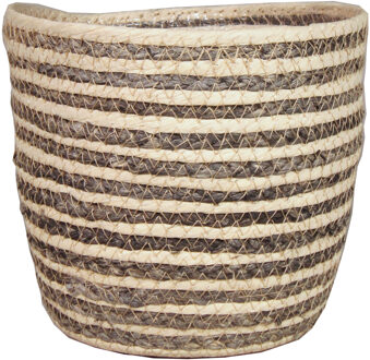 Bela Arte Plantenmand - rotan - grijs / naturel - 19 x 16 cm
