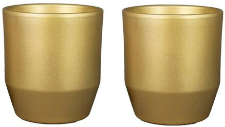 Bela Arte Plantenpot/bloempot Joly - 2x - keramiek - goud - 15.5 x 14.8