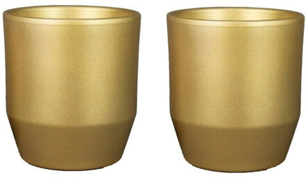 Bela Arte Plantenpot/bloempot Joly - 2x - keramiek - goud - 17.5 x 16 cm
