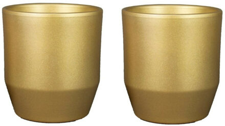 Bela Arte Plantenpot/bloempot Joly - 2x - keramiek - goud - 27 x 25 cm
