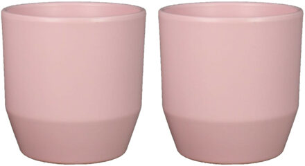 Bela Arte Plantenpot/bloempot Joly - 2x - keramiek - roze - 12 x 11 cm