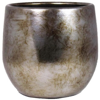 Bela Arte Plantenpot - keramiek - goud glans - D16/H14 cm - Plantenpotten Goudkleurig