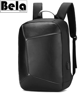 BelaBolso Patchwork Anti Theft Backpack Man USB Charging Laptop Backpack Business Male Travel Teenage Backpack Fashion PU HMB694