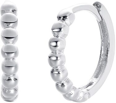 Belawang 18K Vergulde Kralen Hoepel Oorbellen Authentieke 925 Sterling Zilver Fijne Oorbellen Voor Feest Bruiloft Vrouwen Sieraden zilvere kleur