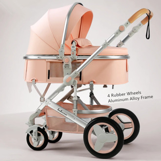 Belecoo Lightweight Luxury Baby Stroller 3 in 1 Portable High Landscape Reversible Stroller Hot Mom Pink Stroller Travel Pram