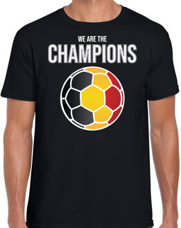 Belgie EK/ WK supporter t-shirt - we are the champions met Belgische voetbal - zwart - heren - kleding / shirt M