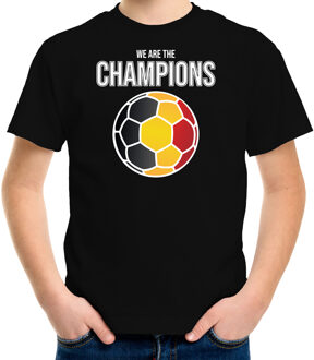 Belgie EK/ WK supporter t-shirt - we are the champions met Belgische voetbal - zwart - kinderen - kleding / shirt L (146-152)