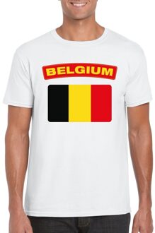 Belgie t-shirt met Belgische vlag wit heren M