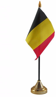 Belgie tafelvlaggetje 10 x 15 cm met standaard - Belgische feestartikelen en versieringen