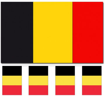 Belgie versiering/feestartikelen set - vlag 90 x 150 cm - vlaggenlijn van 300 cm - landen
