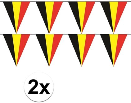 Belgie vlaggenlijn - 2x - slinger - landen - 5 meter - puntvlaggetjes - plastic