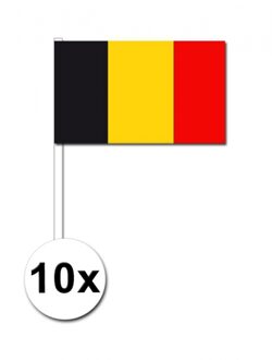 België Zwaaivlaggetjes - 10 stuks - Zwart/Geel/Rood