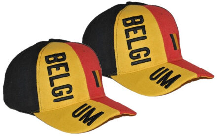 Belgische supporters cap/pet - 2x stuks - Landen vlaggen feestartikelen - voor de echte fans