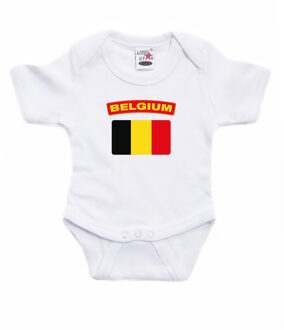 Belgium / Belgie landen rompertje met vlag wit voor babys 56 (1-2 maanden)