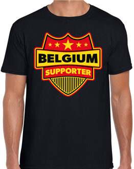 Belgium supporter schild t-shirt zwart voor heren - Belgie landen t-shirt / kleding - EK / WK / Olympische spelen outfit XL