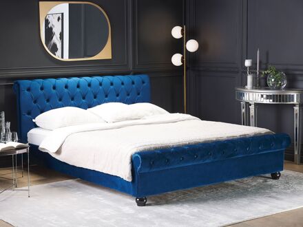 Beliani AVALLON Bed Blauw 180x200