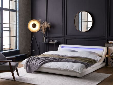 Beliani AVIGNON Bed met LED-verlichting Wit 180x200