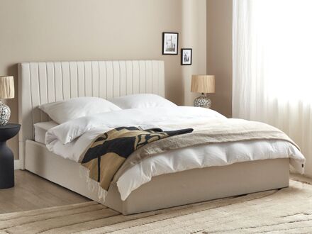 Beliani Bed met opbergruimte polyester beige 160 x 200 cm VION