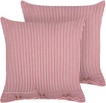 Beliani Beliani-AALITA-Sierkussen set van 2-Rood|Wit-45 x 45 cm-Katoen