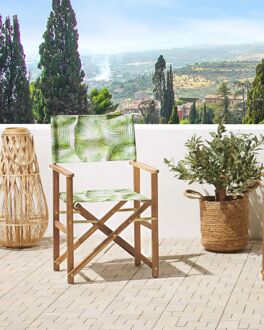 Beliani Beliani-CINE -Tuinstoel set van 2-Groen|Hout|Bladeren-Polyester Wit