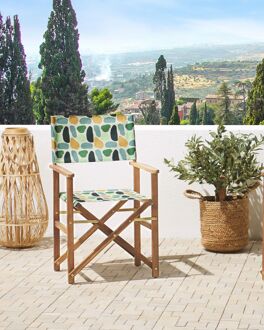 Beliani Beliani-CINE -Tuinstoel set van 2-Lichthout|Groen|Abstract-Polyester Wit