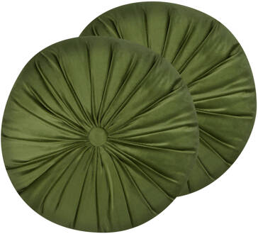 Beliani BODAI - Sierkussen set van 2 - Groen - 38 cm - Fluweel