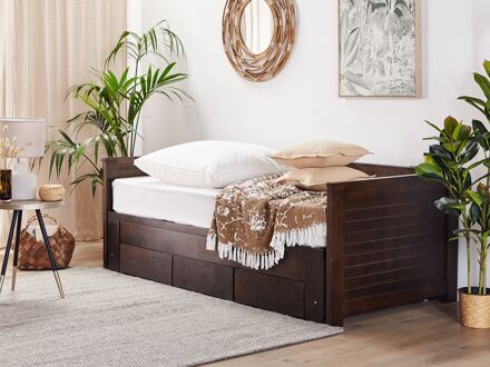 Beliani CAHORS Bed Bruin Hout 90x200 Wit