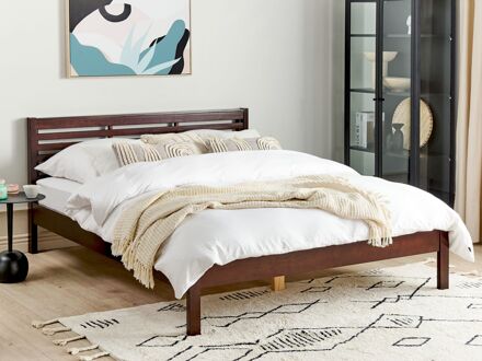 Beliani CARNAC Bed Donkere houtkleur 160x200 Bruin