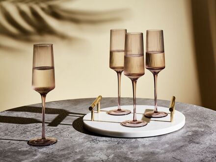 Beliani Champagneglas set van 4 roze 220 ml AMETHYST Transparant