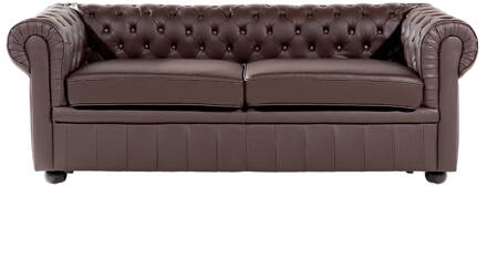 Beliani CHESTERFIELD - Driezitsbank-Bruin-Leer