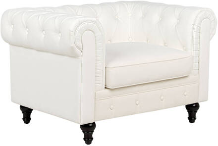 Beliani CHESTERFIELD - Fauteuil-Wit-Polyester