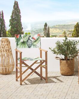 Beliani-CINE -Tuinstoel set van 2-Lichthout|Groen|Toekan-Polyester Wit