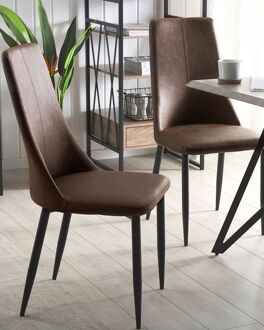 Beliani CLAYTON Set van 2 stoelen bruin