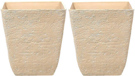 Beliani DELOS - Bloempot set van 2 - Beige - 49 cm - Stenenmix