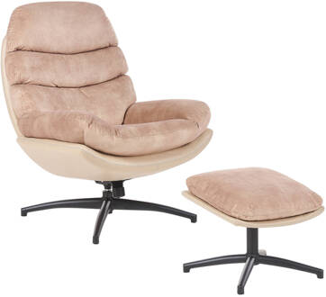 Beliani EIDE - Fauteuil-Beige-Fluweel