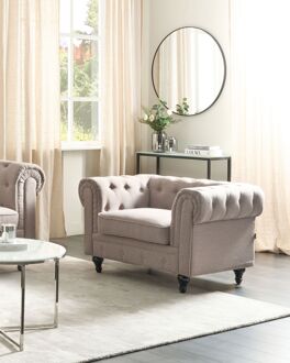Beliani Fauteuil stof taupe CHESTERFIELD Beige