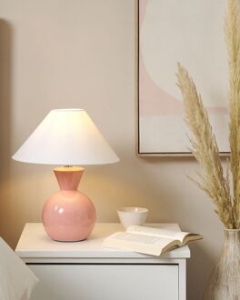 Beliani FERRY - Tafellamp - Roze - Keramiek Wit