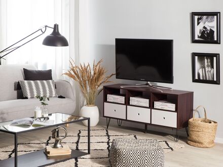 Beliani FOSTON TV-meubel donkere houtkleur Bruin