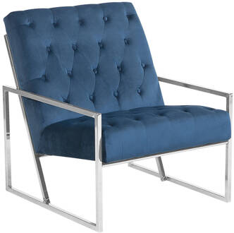 Beliani HARSTAD - Fauteuil - Donkerblauw - Fluweel Zilver