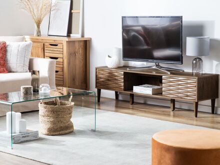 Beliani KAYAN TV-meubel donkere houtkleur Bruin