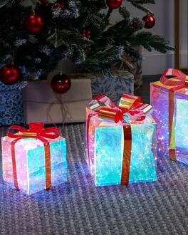 Beliani Kerstdecoratie set van 3 voor buiten LED meerkleurig 25 cm CAPELLA Multicolor