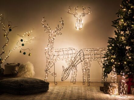 Beliani Kerstdecoratie voor buiten LEDf-verlichting zwart 128 cm MAHLATTI