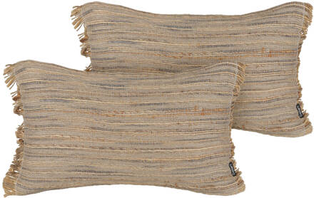 Beliani LEDUM - Sierkussen set van 2 - Beige - 45 x 45 cm - Jute