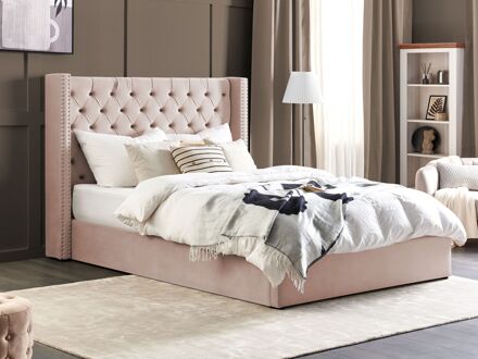 Beliani LUBBON Bed met opberger Roze 180x200