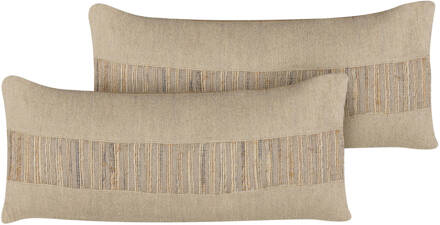 Beliani LUINA - Sierkussen set van 2 - Beige - 45 x 45 cm - Jute