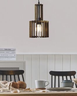 Beliani NIARI Hanglamp donkere houtkleur Bruin