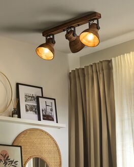 Beliani PENNAI - Plafondlamp-Donkere houtkleur-Mangohout Bruin
