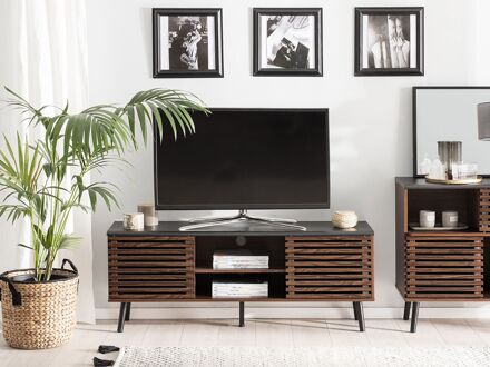 Beliani PERTH TV-meubel donkere houtkleur Bruin