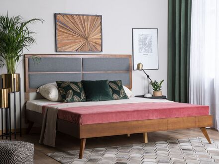 Beliani POISSY Bed Donkere houtkleur 160x200 Bruin