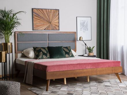 Beliani POISSY Bed Donkere houtkleur 180x200 Bruin